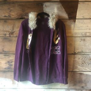 Justice Jackets & Coats - Justice Active Logo Fur Hoodie with Glitter Maroon Justice Jackets & Coats - Justice Active Logo Fur Hoodie with Glitter Maroon